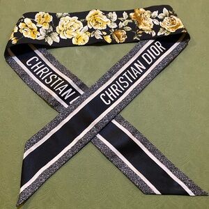 Dior Granville Mitzah Scarf Black Multicolor Silk Twill